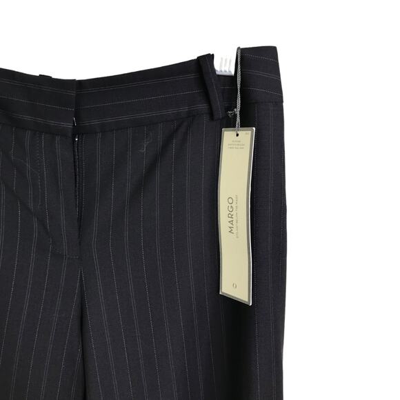 Ann Taylor‎ Pants Womens 0 Dark Blue Margo Pinstripe  Wool Work Slacks NWT $128 - Picture 2 of 11